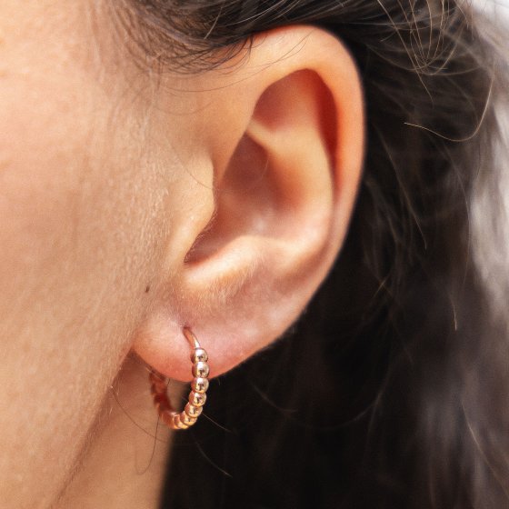 Creolen 925/- Sterling Silber rosévergoldet Kugel-Creolen 