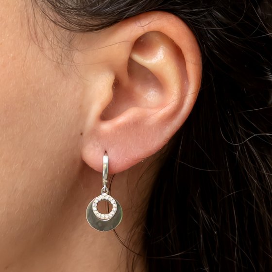 Ohrringe Silber 925 rhodiniert mit Zirkonia weiß 