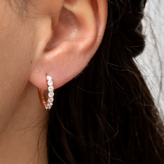 Ohrringe Silber 925 rosé-vergoldet mit Zirkonia weiß 