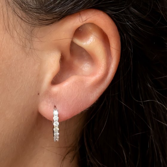 Ohrringe Silber 925 rhodiniert mit weißen Zirkonia-Steinen 