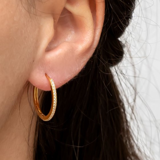 Ohrringe Silber 925 vergoldet mit weißen Zirkonia-Steinen 