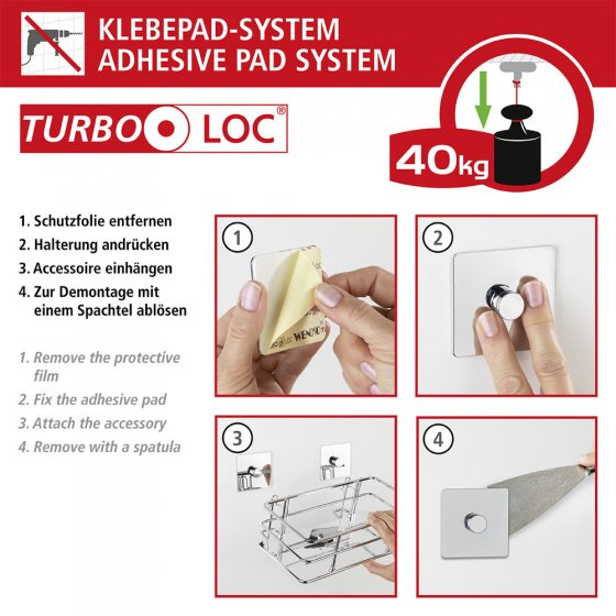 Turbo-Loc® Seifenspender Quadro, Befestigen ohne bohren 