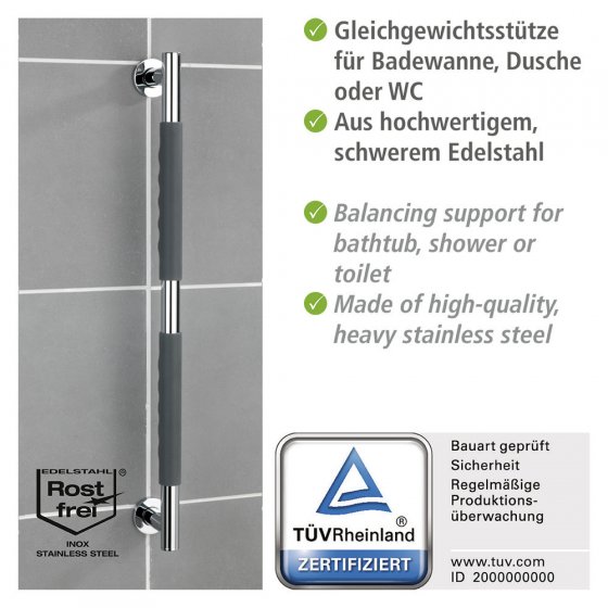 Edelstahl Wandhaltegriff Mod. Secura 65,5 cm, Bad-Sicherheitsgriff, belastbar bis 120 kg