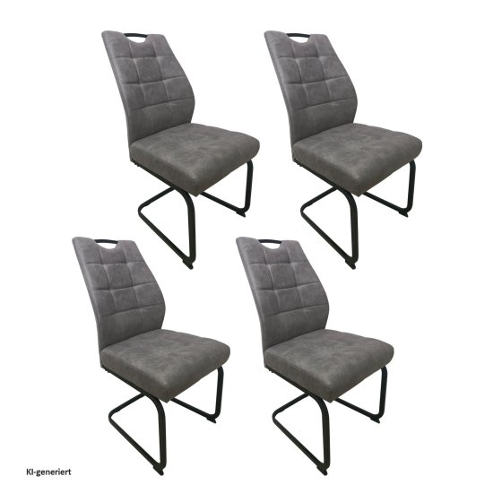 Modernes 4er Set hellbraune Schwingstühle für Esszimmer und Küche 
