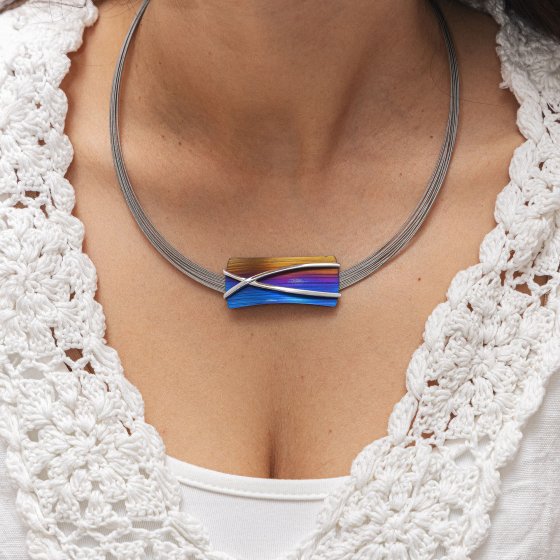 Halskette Edelstahl mit Titan 43+5cm lang 