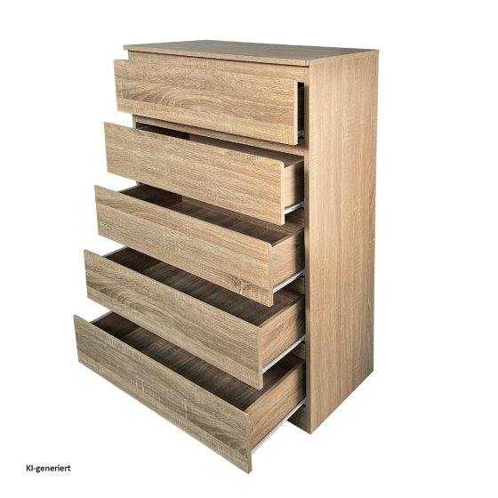Kommode mit 5 grifflosen Schubladen Sonoma Modernes Design 