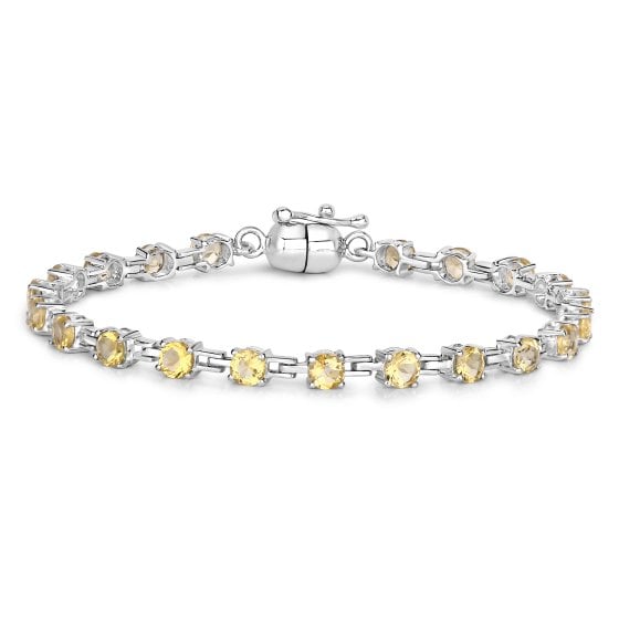 Armband 925-Sterling Silber rhodiniert Citrin rund 