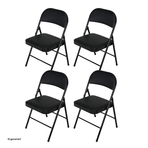 4er Set Klappstühle mit Polsterung Metallgestell und PVC Bezug 