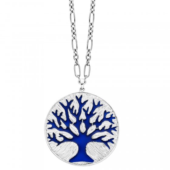 Anhänger mit Kette 925 Silber Lebensbaum Emaille blau 
