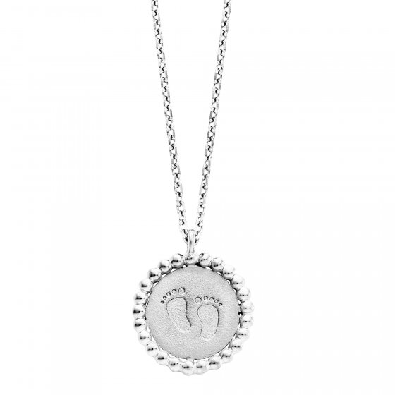 Anhänger mit Kette 925 Silber rhodiniert mit Baby Fußabdruck 