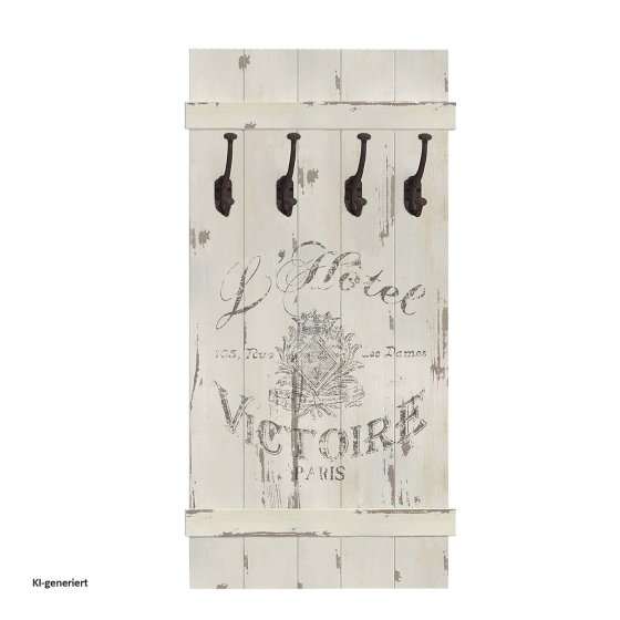 Rustikale Wandgarderobe im Vintage-Look Shabby Chic mit 4 Haken 