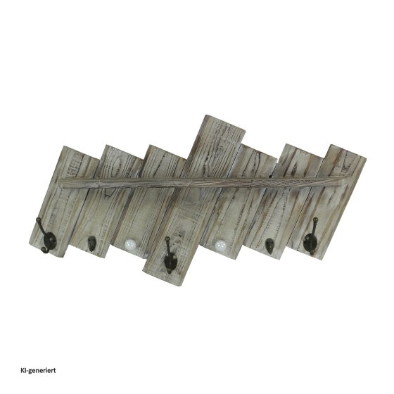 Rustikale Wandgarderobe aus Holz im Vintage-Design 