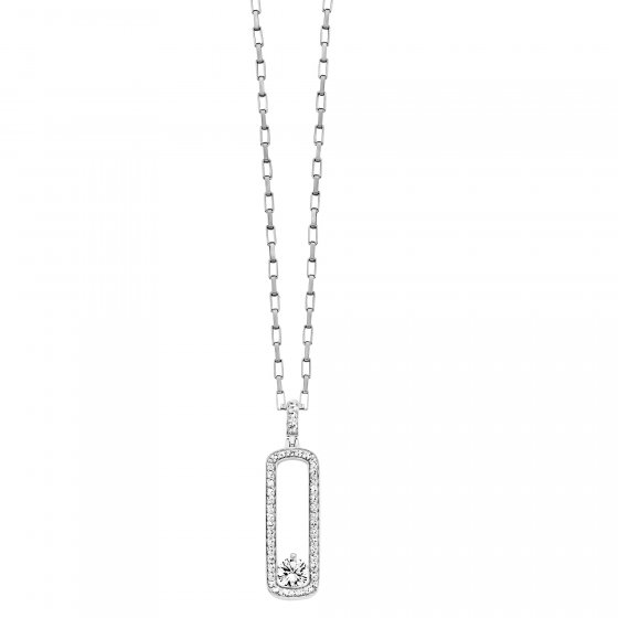 Anhänger mit Kette 925 Silber rhodiniert Zirkonia weiß 
