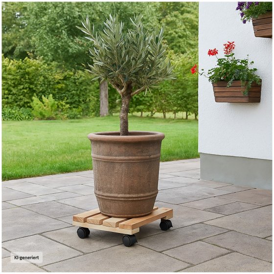 Praktischer Pflanzenroller aus Holz mit Rollen 2er Set stabil und flexibel 