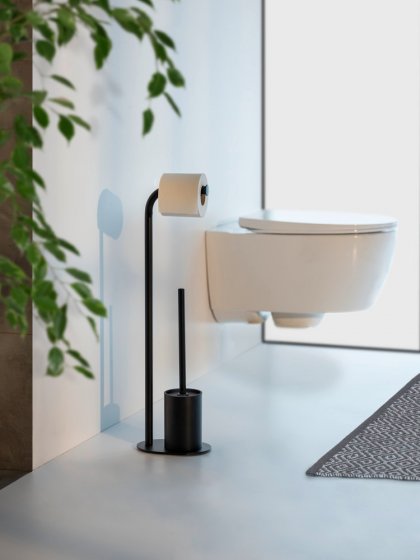 Stand WC-Garnitur Mod. Levante, schwarz, Stahl, 23x63x17 cm, rostfrei und freistehend 