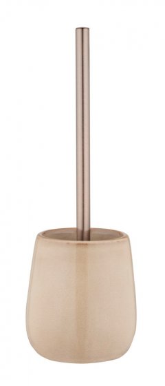 WC-Garnitur Mod. Sirmione, beige, keramik, edelstahl, 40x10.5 cm, mit schwarzem Bürstenkopf 