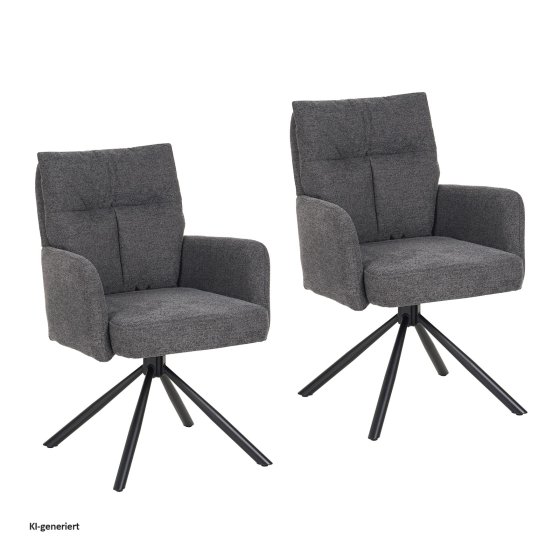 Esszimmerstuhl Kyra Anthrazit 2er-Set 