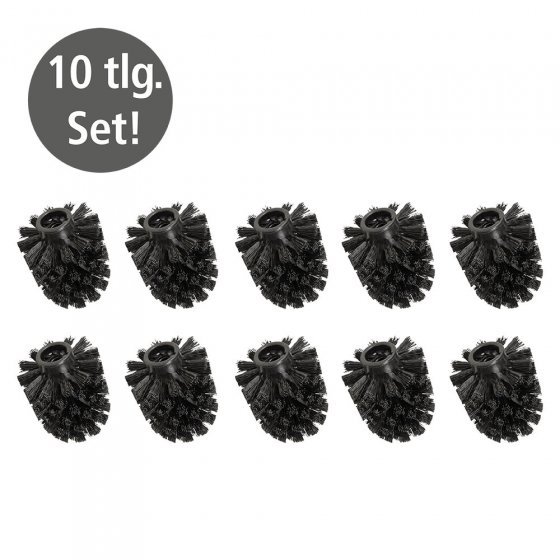 Ersatzbürstenkopf für Toilettenbürsten, WC-Ersatzbürste, 10 er Set, Ø 8 cm, schwarz 