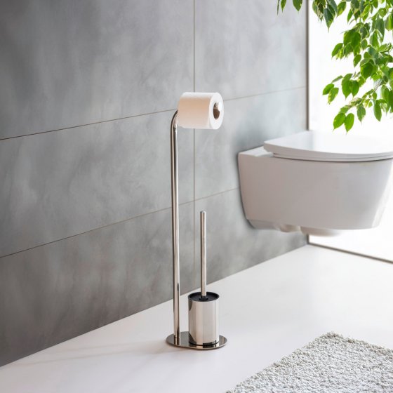 Stand WC-Garnitur Mod. Levante, edelstahl, glänzend, schwarz, 23x63x17 cm, rostfrei und freistehend 