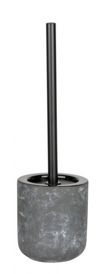 WC-Garnitur Mod. Sacile, grau/schwarz, Keramik, Edelstahl, Ø11.5x38 cm, Betonoptik, freistehend, edelstahlgriff 