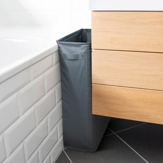 Wäschesammler Mod. Slim, anthrazit, Polyester, 46L, 20x60x40 cm, platzsparendes Design mit Griffen 