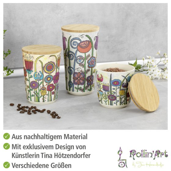 Vorratsdose Mod. Garden, 3er Set, aus biokunststoff und bambusdeckel 