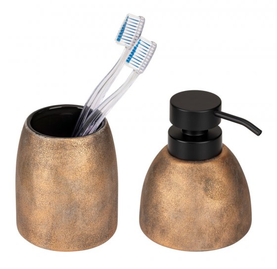 Bad-Accessoire Set Mod. Tremea, bronze, keramik, Ø 12 x 13,5 cm, hochwertige Keramik, freistehend 