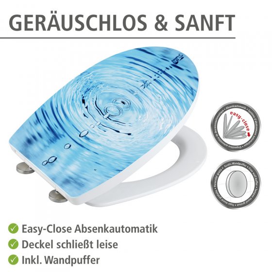 Toilettensitz Mod. Droplets Hochglanz, WC-Sitz mit Absenkautomatik, Schnellbefestigung 