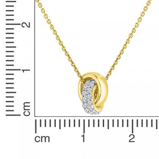 Halskette 375/- Gelbgold 2farbig mit Zirkonia 