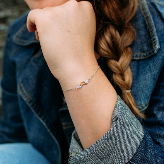 Armband 925 Silber rhodiniert teils vergoldet Heartwing 