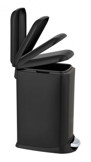 Treteimer Mod. Design 12 L, Easy-Close, Schwarz, mit herausnehmbarem Einsatz 