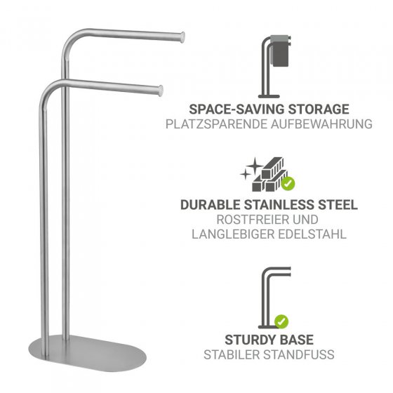 Handtuchständer Mod. Levante, satiniert, Edelstahl, 30x79x17 cm, platzsparend und modern designt 