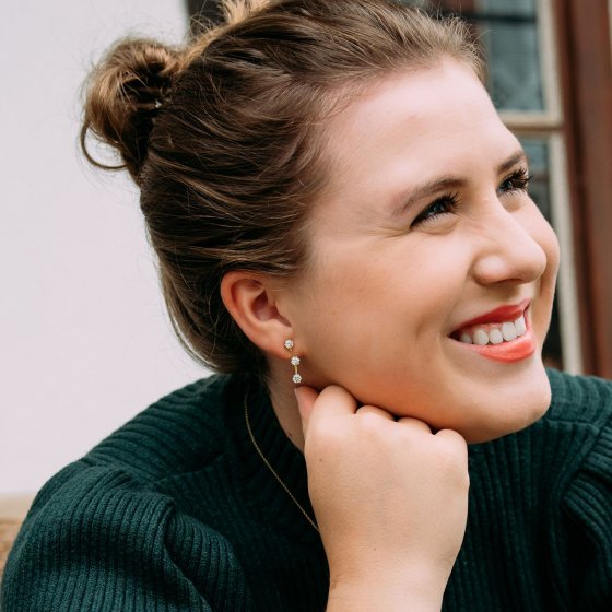 Ohrstecker 925 Silber vergoldet Zirkonia weiß 