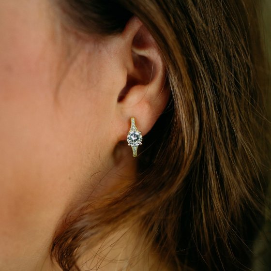 Ohrstecker 925 Silber vergoldet Zirkonia weiß 