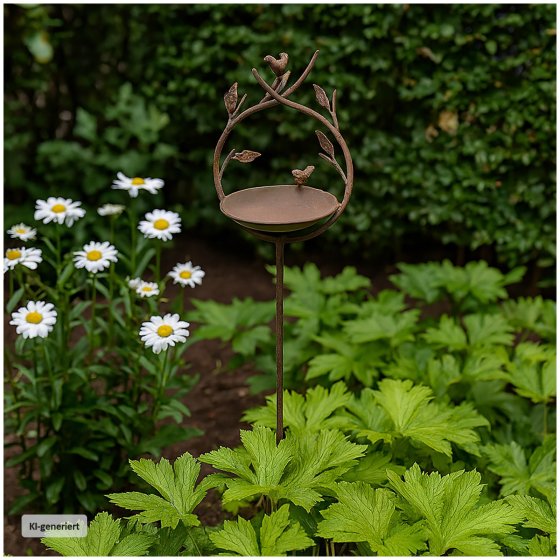Vogeltränke mit Stab Metall Höhe 123 cm dekorative Gartendeko 