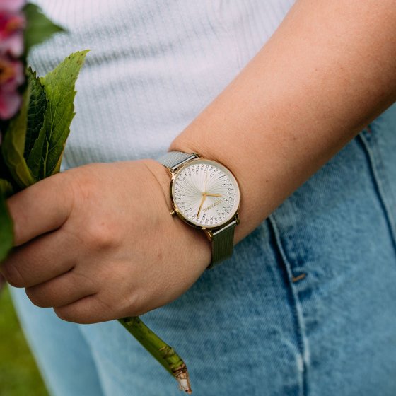 Damenuhr Edelstahl bicolor Ziffernblatt silber Zirkonia 