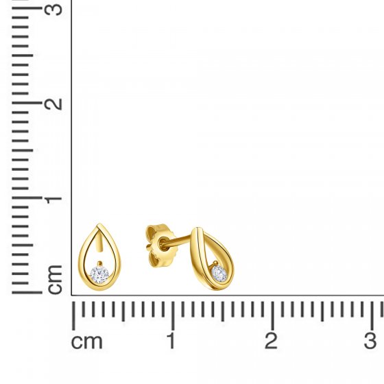 Ohrstecker 585/- Gelbgold glanz Zirkonia 