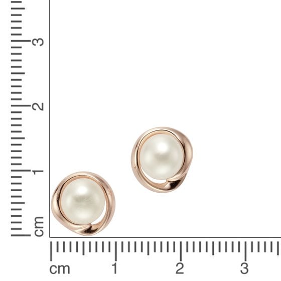Ohrringe Silber 925 rosé-vergoldet mit weißer Perle 6mm 