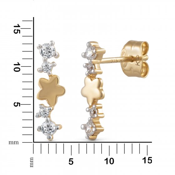 Ohrstecker 375 Gelbgold bicolor Blüte  8 Zirkonia 