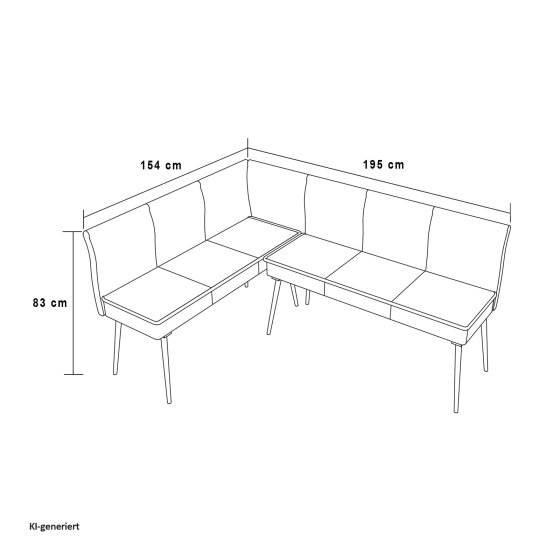 Eckbank 154 x 195 cm Mesilla Blaugrau kurzer Schenkel links 