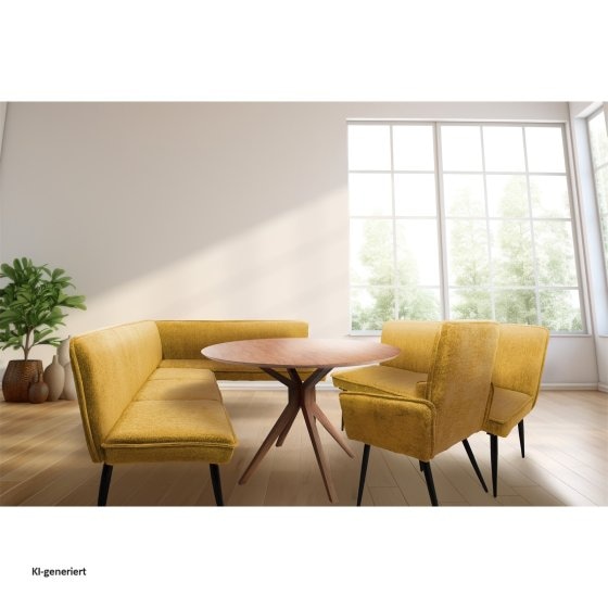 Eckbank 195 x 154 cm Mesilla Gelb kurzer Schenkel rechts 