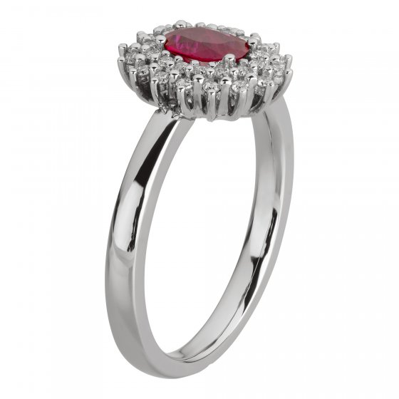 Ring Gold 585 mit 32x Brillant zus. 0,20ct. und Rubin 