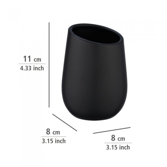 Waschtisch-Set Mod. Badi Schwarz, 2-tlg., 1 Zahnputzbecher, 1 Seifenspender 