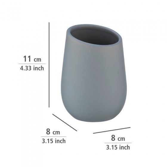 Waschtisch-Set Mod. Badi Grau, 2-tlg., 1 Zahnputzbecher, 1 Seifenspender 