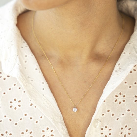 Halskette 585 Gelbgold mit  im Labor gezüchtetem Diamanten 