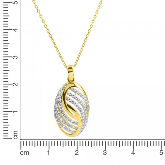 Anhänger mit Kette 585/- Gelbgold bicolor Zirkonia 