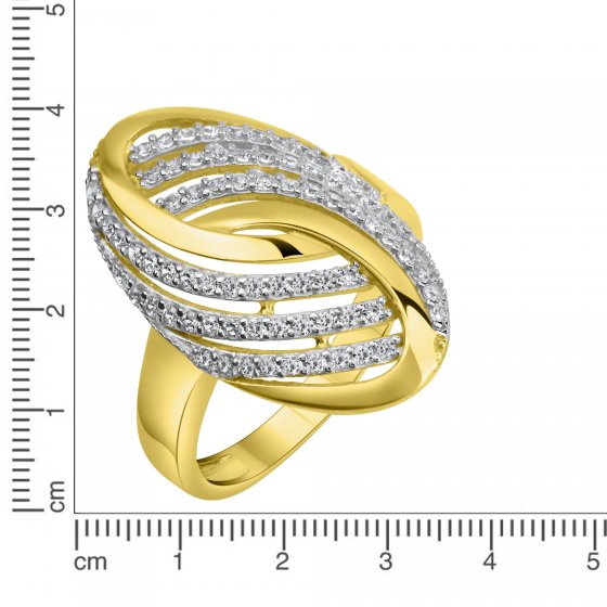 Ring 585/- Gelbgold bicolor Zirkonia 