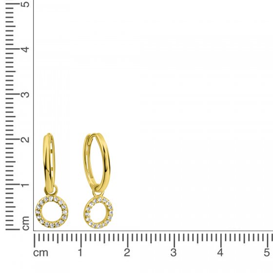Ohrringe Gold 585 mit 32 echten Weißtopasen 14mm Durchmesser 