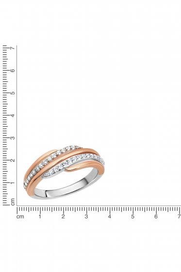 Ring Silber 925 zweifarbig mit Zirkonia weiß 