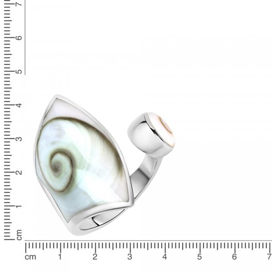 Ring Silber 925 mit weißer Muschel 28mm breit 